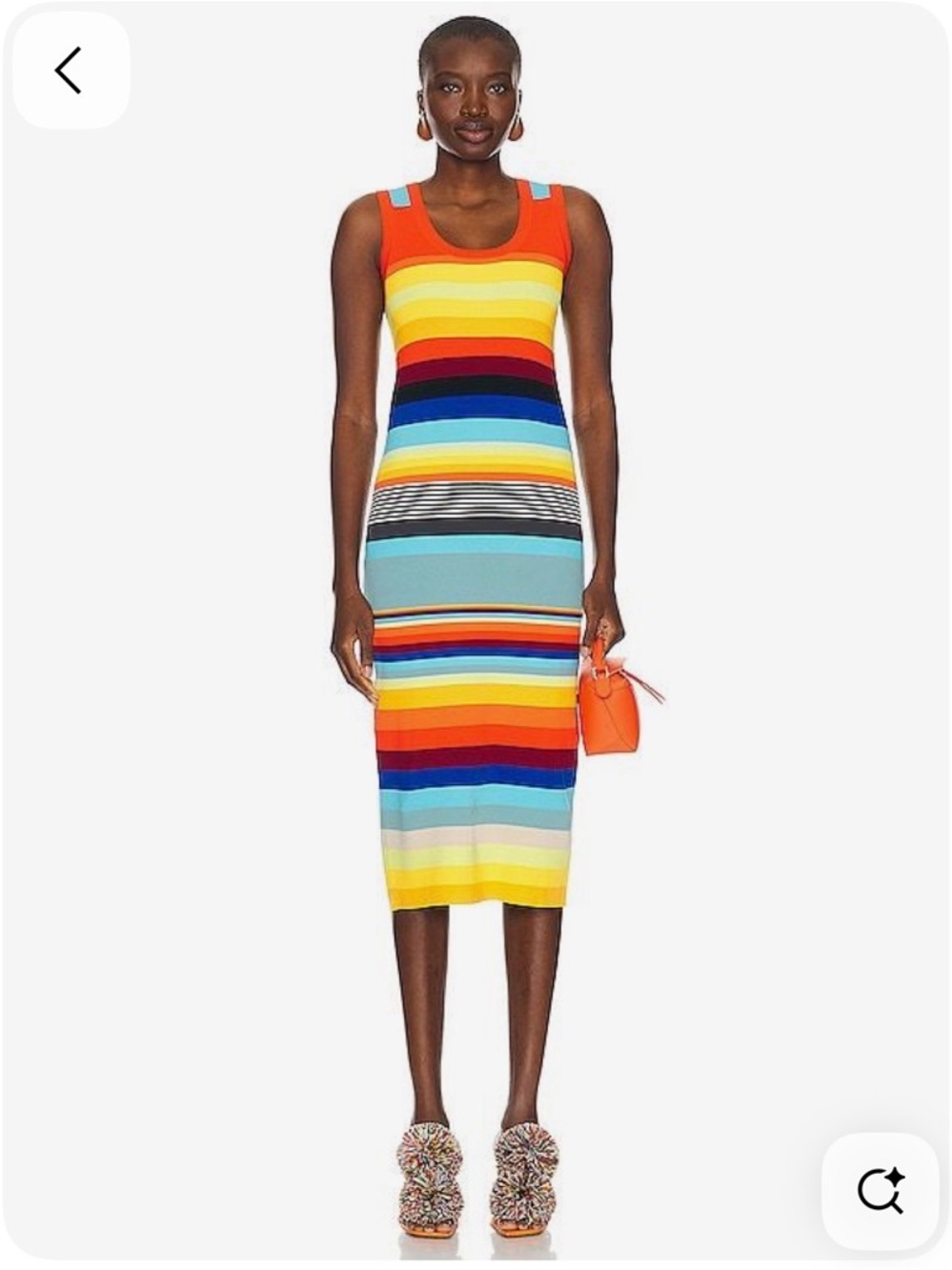 Christopher John Rodgers Sleeveless Bodycon Multicolor Striped Knit Midi Dress